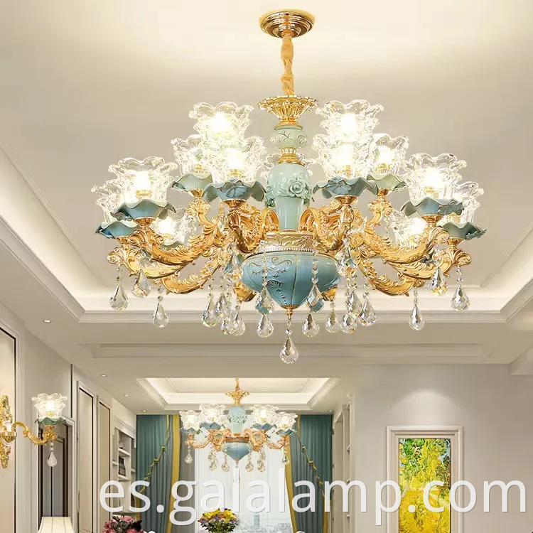Elegante candelabro colgante de lujo de cristal K9 para hoteles